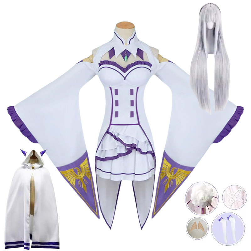 Anime Cosplay Bodysuit - Emilia Cosplay Re:Zero - Życie w