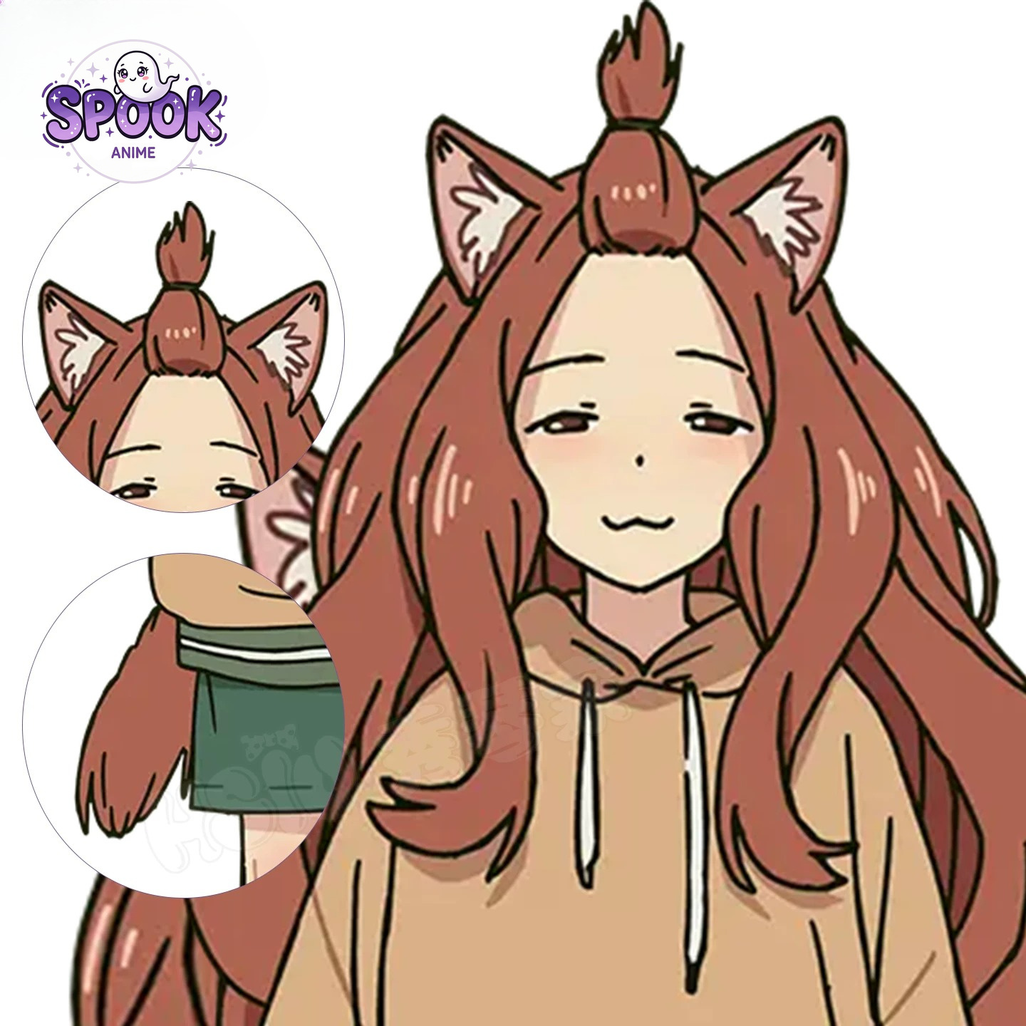 Anime Cosplay Long Hair - Brązowa Długa Peruka Masuko Yaku Neko