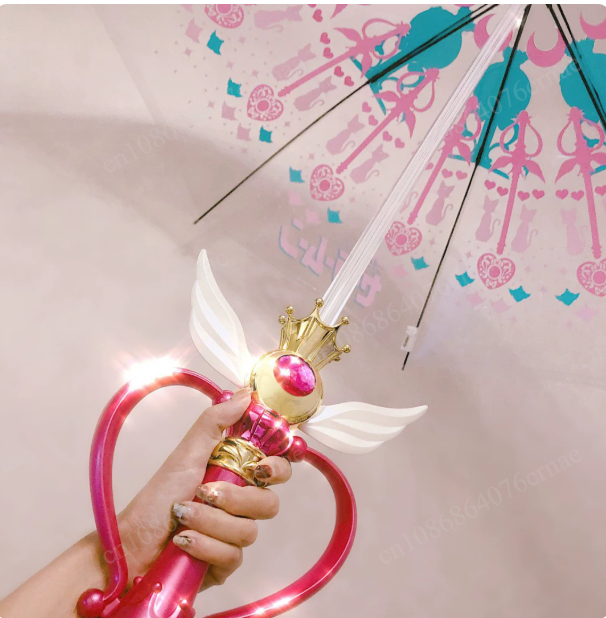 Sailor Moon Wand - Parasol Księżniczka Słodka Anime Świecąca Sailor
